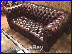 A Pair Of Authentic Leather Chesterfield Love Seats Wonderful Condition