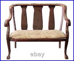 A True Restorers Dream! Antique Empire Style Mahogany Figural Carved Settee