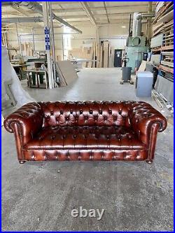 A Very Good Vintage Hand Dyed Leather Chesterfield Sofa Amazing patina