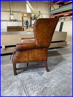 A Very Good Vintage MidC Leather Chesterfield Wing Chair In original Leathers