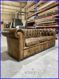 A Very Very Good MidC Vintage Coil Sprung Leather Chesterfield Sofa
