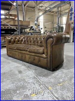 A Very Very Good MidC Vintage Coil Sprung Leather Chesterfield Sofa