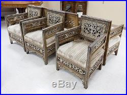 A set of Syrian couch and arm chairs inlaid with mother of pearls C. 19th Century
