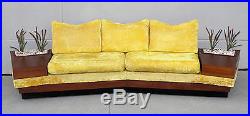 Adrian Pearsall Mid Century Modern Walnut Boomerang Sofa with Planter End Tables