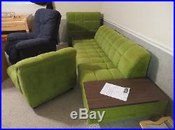 Adrian Pearsall Vintage Mid Century Modern Green Sofa Chair Ottoman-Pouf-Table