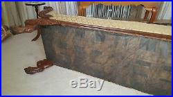 American Empire Classical Carved Mahogany Scroll Arm Antique Sofa