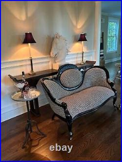 Antique 1800's Victorian French Style Houndstooth Loveseat/Settee