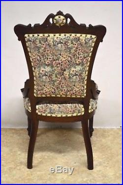 Antique 1800's Victorian Renaissance Walnut 3 pc Parlor Set Sofa 2 Chairs