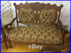 Antique 1800s Eastlake Victorian Settee Love Seat and Three Chairs CSB5