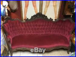 Antique 1860s Victorian Rosewood Sofa Couch. Beautiful And Stunning! Seven Feet
