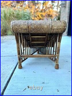 Antique 1930s Art Deco Rattan Wicker Bamboo Chaise Lounge Daybed