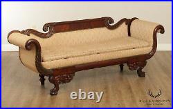 Antique 19th Century American Empire Mahogany Classical Carved Sofa