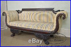 Antique 19th Century Classical Carved Mahogany Duncan Phyfe Style Sofa