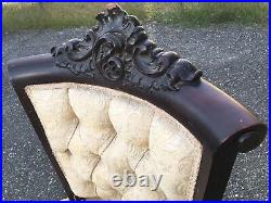 Antique 3 Pc Parlor Set 1860s Rosewood Victorian Clawfoot Ornate Carved Bombay