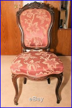 Antique 3 Piece Victorian Parlor Set Couch Settee & 2 Sidechairs Circa 1800
