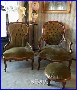 Antique 8-Piece Victorian Parlor Set Gentlemen, Ladies, Sofa and Side Chairs
