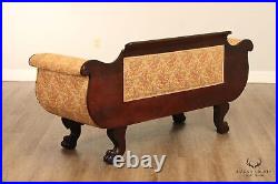Antique American Empire Carved Mahogany Claw Foot Sofa