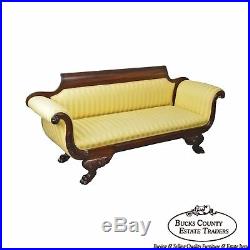 Antique American Empire Classical Carved Mahogany Sofa