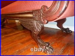 Antique American Empire Eagle Wing Talon Carved Claw Foot Mahogany Sofa