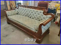 Antique American Empire Mahogany Long Sofa Couch