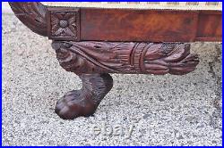 Antique American Empire Regency Mahogany Paw Feet Roll Arm Sofa