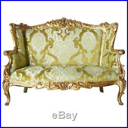 Antique American S. Karpen & Brothers Art Nouveau Gilt Upholstered Sofa c. 1905