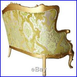 Antique American S. Karpen & Brothers Art Nouveau Gilt Upholstered Sofa c. 1905