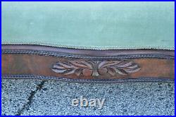 Antique American Victorian Empire Crotch Mahogany Green Mohair Serpentine Sofa