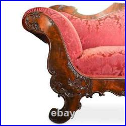 Antique American Victorian Mahogany Love Seat, Settee