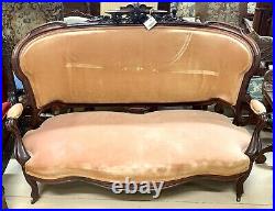 Antique American Walnut Empire Sofa and Matching Armchair