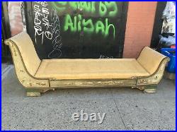 Antique Arts & Crafts Chaise Lounge Fainting Couch Sleigh Day Bed Painted Wood