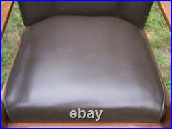 Antique Arts & Crafts High Back Chair Wood and Leather