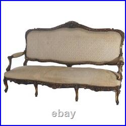 Antique Austrian Victorian Rococo Revival Heavily Carved Floral & Giltwood Sofa