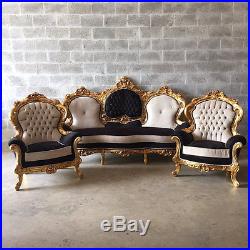Antique Baroque Italian sofa and 2 chairs, complete living room set