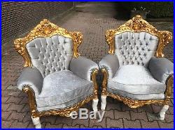 Antique Baroque Set Italian Style Sofa Couch With Two Chairs (3 Pieces)