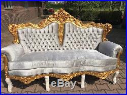 Antique Baroque Set Italian Style Sofa Couch With Two Chairs (3 Pieces)