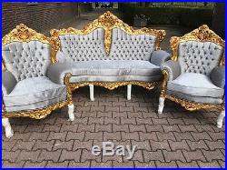 Antique Baroque Set Italian Style Sofa/couch/settee With Two Chairs (3 Pcs)