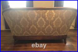 Antique Biedermeir Settee Sofa Loveseat Parlor Carved Jacquard Upholstered 19thc