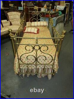 Antique Brass Baby Crib with Mattress & Bedding