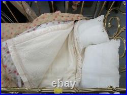Antique Brass Baby Crib with Mattress & Bedding