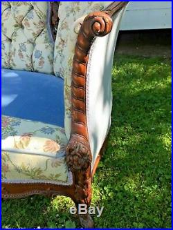 Antique Carved French Tuffted Sofa