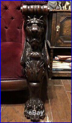 Antique Carved GRIFFIN Sofa R. J. Horner Style RARE Chesterfield