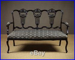 Antique Carved Mahogany Chair Back Settee c. 1890