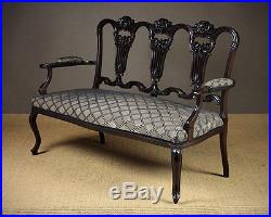 Antique Carved Mahogany Chair Back Settee c. 1890