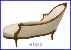 Antique Chaise, French Louis XV Style Upholstered Chaise Lounge, Cream Color