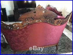 Antique Chaise & Sofa Victorian Rosewood J&J Meeks Stanton Hall Pattern 1850s