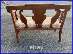Antique? Cherry Settee Loveseat Bench Couch? Empire Carved Parlor Vintage Entry