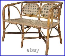 Antique Child's Rattan Cained Bamboo Settee Bench Love Seat Bentwood