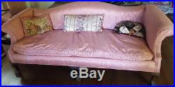 Antique Chippendale Style Ball & Claw Camelback Sofa BEAUTIFUL Moire Fabric