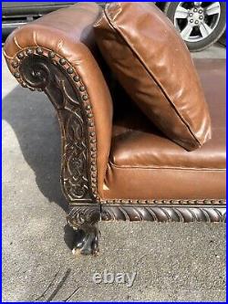Antique Chippendale Style Mahogany Wing Chair Ball & Claw Williamsburg Style